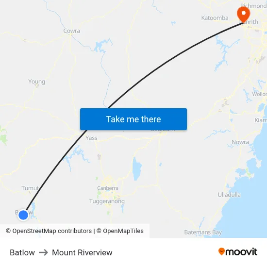 Batlow to Mount Riverview map