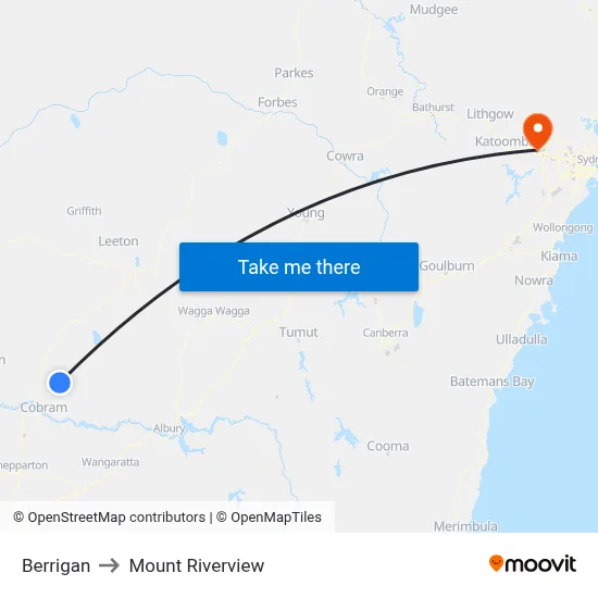 Berrigan to Mount Riverview map