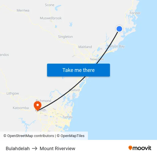 Bulahdelah to Mount Riverview map