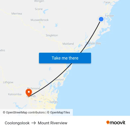 Coolongolook to Mount Riverview map