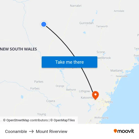 Coonamble to Mount Riverview map