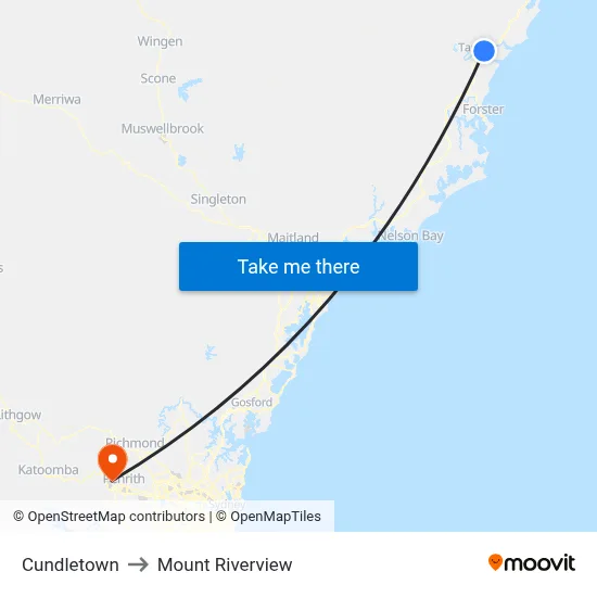Cundletown to Mount Riverview map