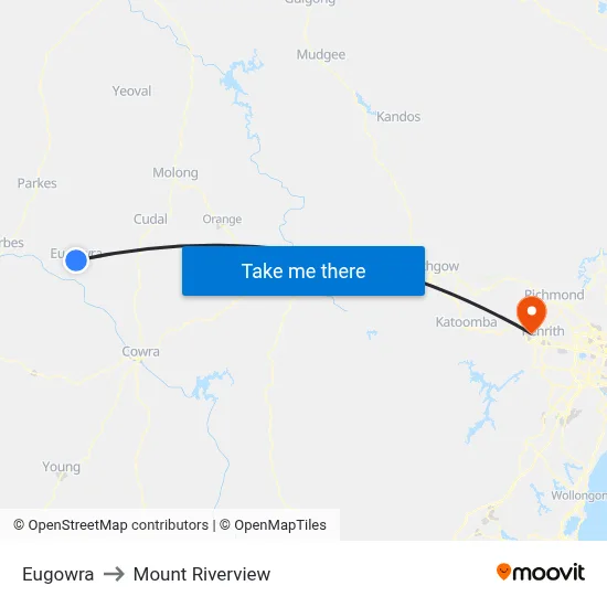 Eugowra to Mount Riverview map