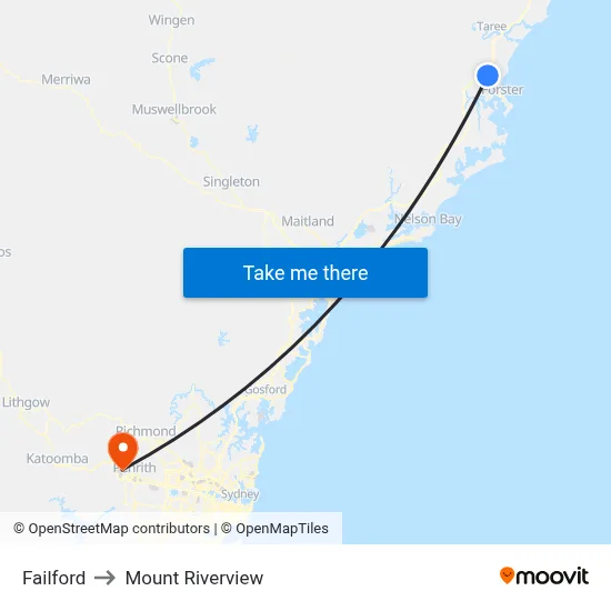 Failford to Mount Riverview map