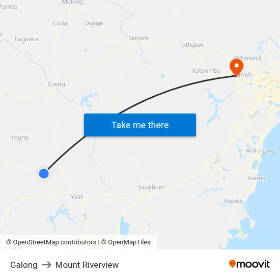 Galong to Mount Riverview map