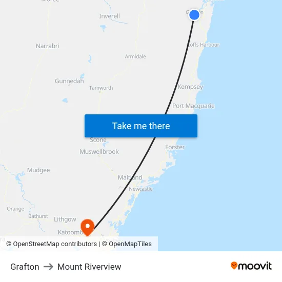 Grafton to Mount Riverview map
