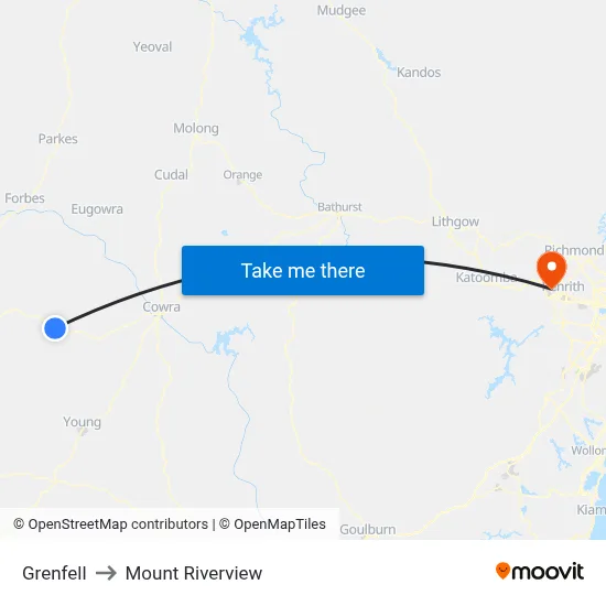 Grenfell to Mount Riverview map