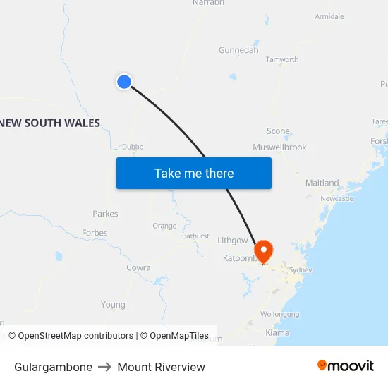 Gulargambone to Mount Riverview map