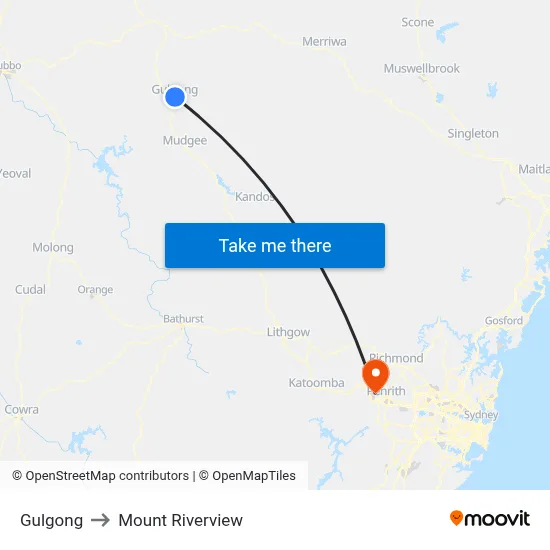 Gulgong to Mount Riverview map