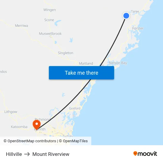 Hillville to Mount Riverview map
