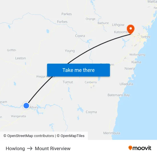 Howlong to Mount Riverview map