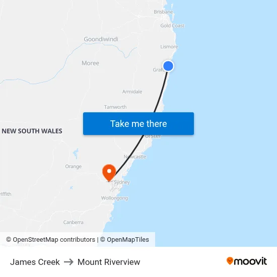 James Creek to Mount Riverview map