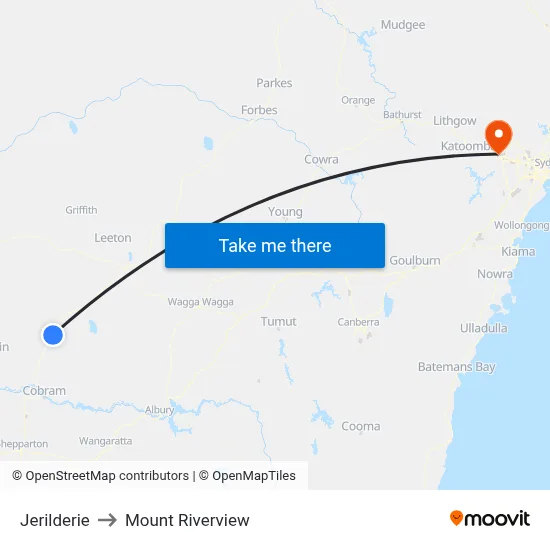 Jerilderie to Mount Riverview map