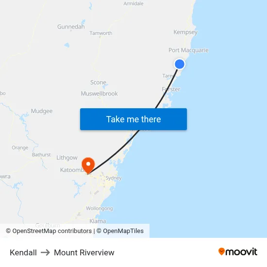 Kendall to Mount Riverview map