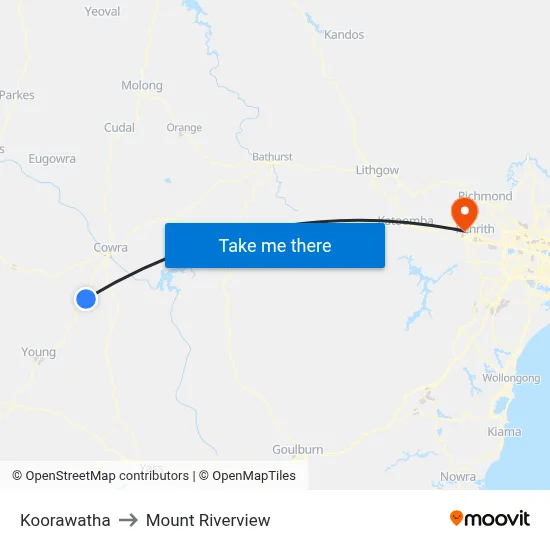 Koorawatha to Mount Riverview map