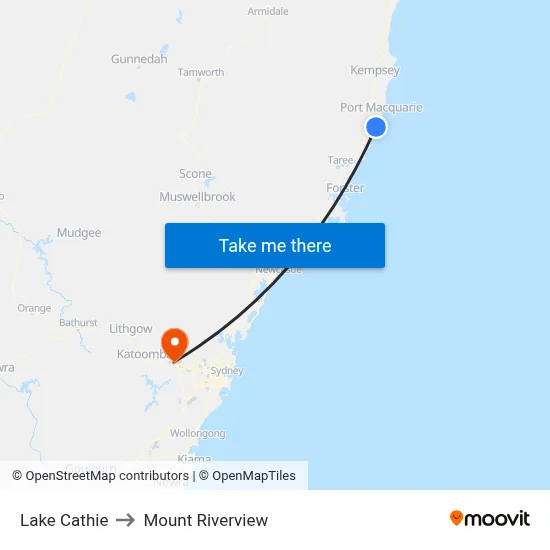 Lake Cathie to Mount Riverview map