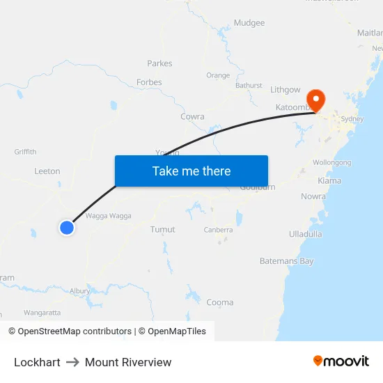 Lockhart to Mount Riverview map