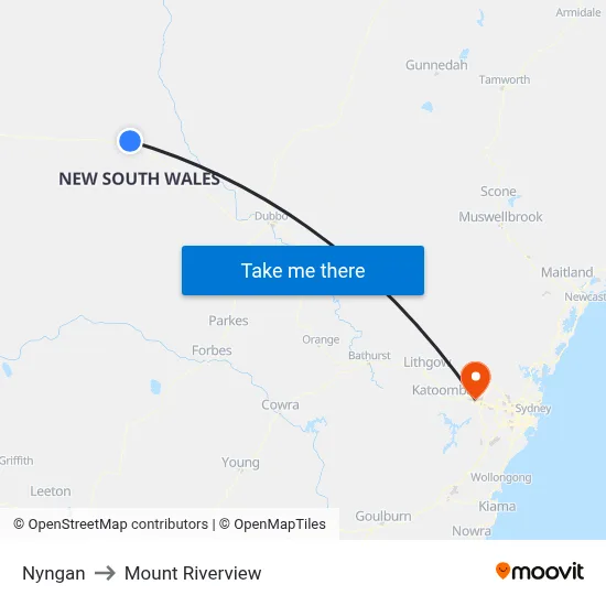 Nyngan to Mount Riverview map