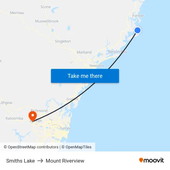 Smiths Lake to Mount Riverview map