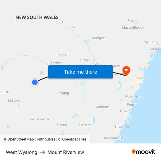 West Wyalong to Mount Riverview map