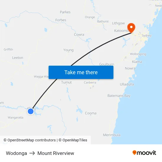 Wodonga to Mount Riverview map