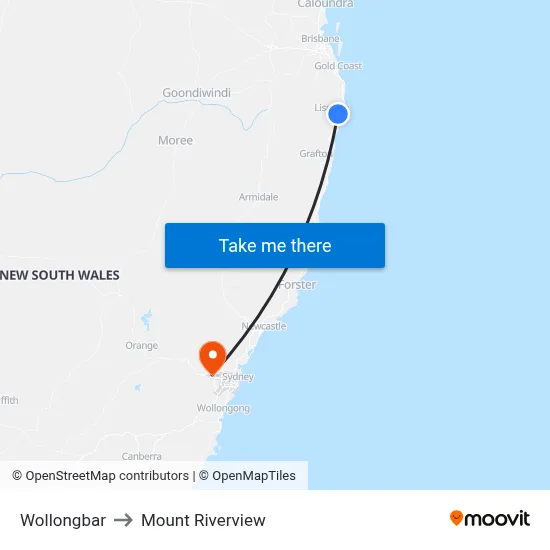 Wollongbar to Mount Riverview map