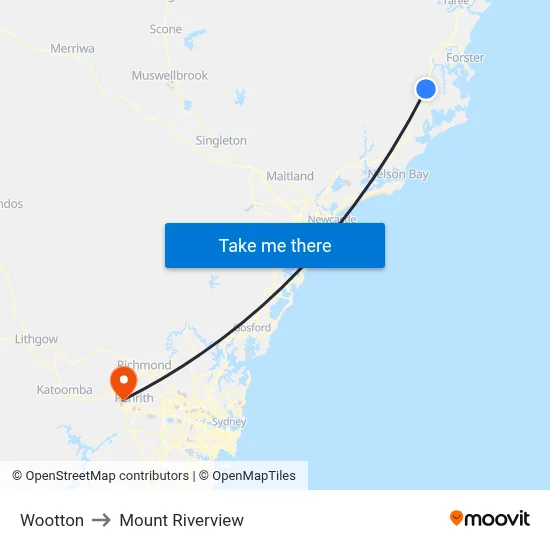 Wootton to Mount Riverview map