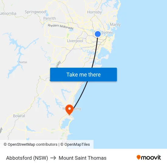 Abbotsford (NSW) to Mount Saint Thomas map