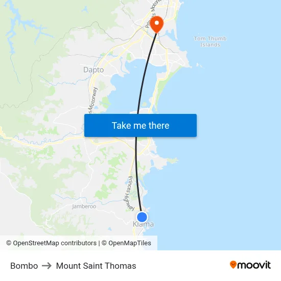 Bombo to Mount Saint Thomas map