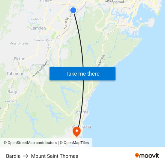 Bardia to Mount Saint Thomas map