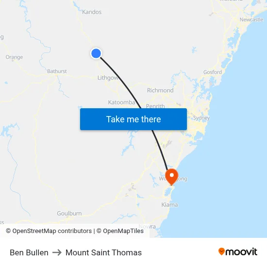 Ben Bullen to Mount Saint Thomas map