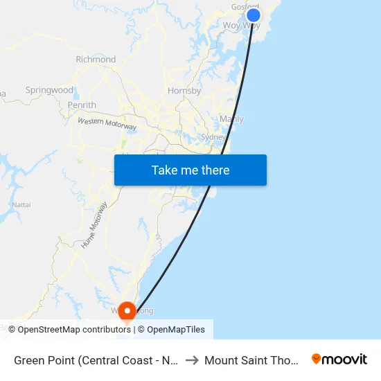 Green Point (Central Coast - NSW) to Mount Saint Thomas map