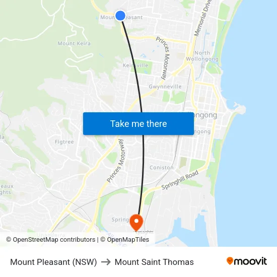 Mount Pleasant (NSW) to Mount Saint Thomas map