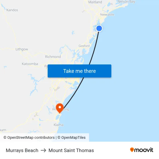 Murrays Beach to Mount Saint Thomas map