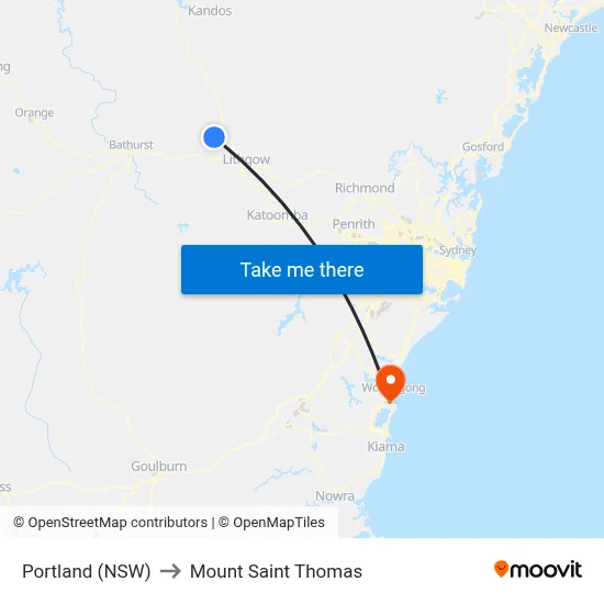 Portland (NSW) to Mount Saint Thomas map