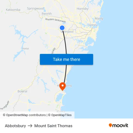 Abbotsbury to Mount Saint Thomas map
