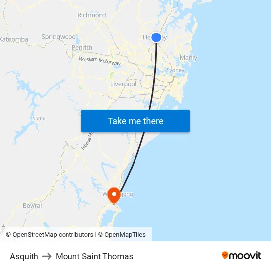 Asquith to Mount Saint Thomas map