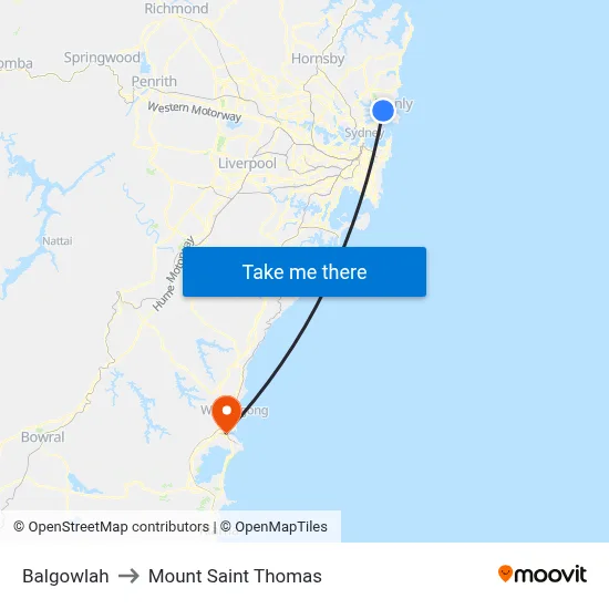 Balgowlah to Mount Saint Thomas map