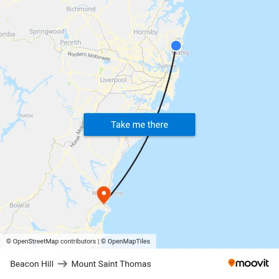 Beacon Hill to Mount Saint Thomas map
