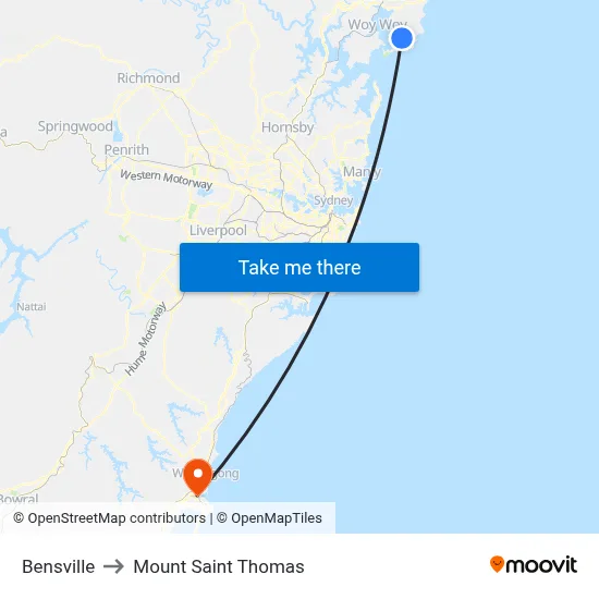 Bensville to Mount Saint Thomas map