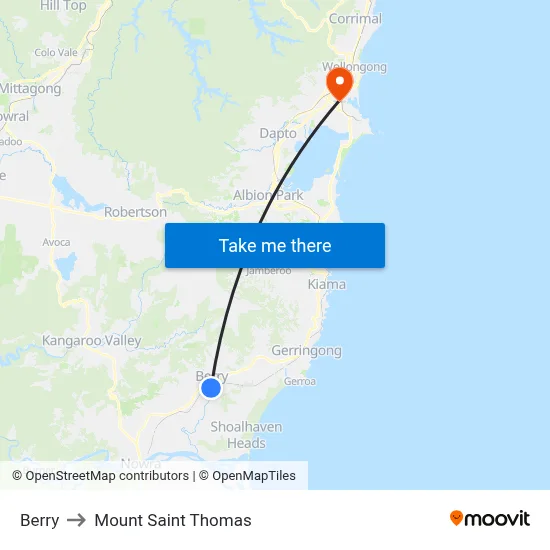 Berry to Mount Saint Thomas map