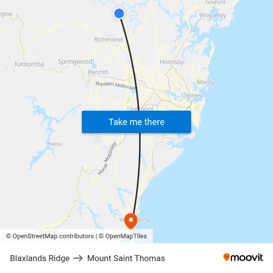 Blaxlands Ridge to Mount Saint Thomas map