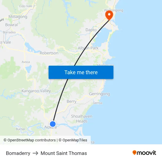 Bomaderry to Mount Saint Thomas map