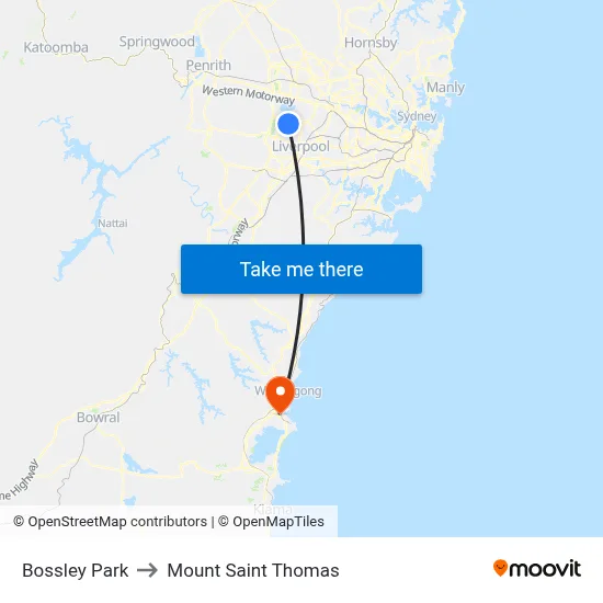 Bossley Park to Mount Saint Thomas map