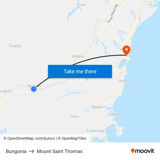 Bungonia to Mount Saint Thomas map