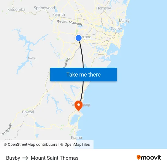 Busby to Mount Saint Thomas map