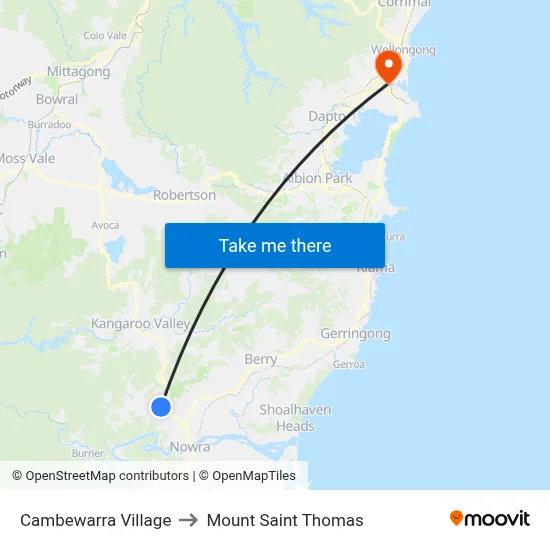 Cambewarra Village to Mount Saint Thomas map