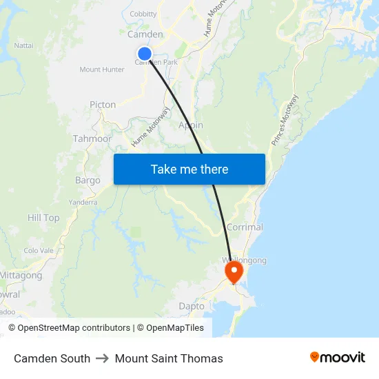 Camden South to Mount Saint Thomas map