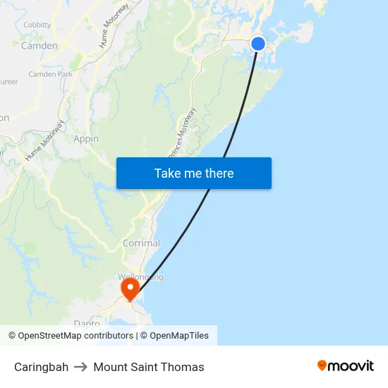 Caringbah to Mount Saint Thomas map