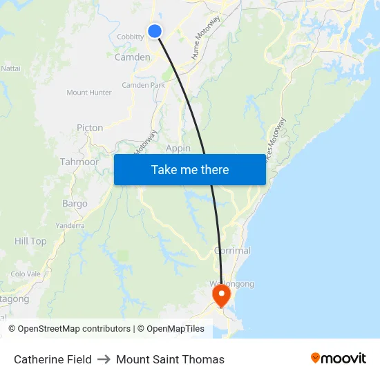 Catherine Field to Mount Saint Thomas map